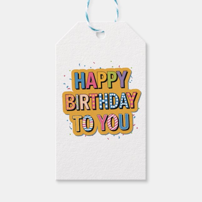 Patterned Happy Birthday Gift Tags (Front)