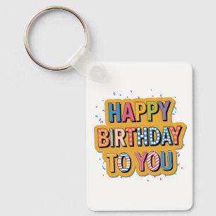 Patterned Happy Birthday Keychain