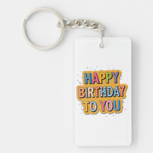 Patterned Happy Birthday Keychain