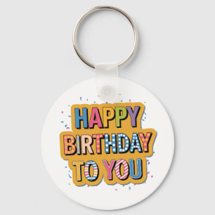 Patterned Happy Birthday Keychain