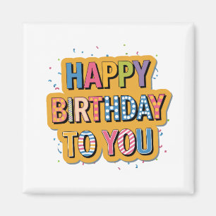 Patterned Happy Birthday Magnet