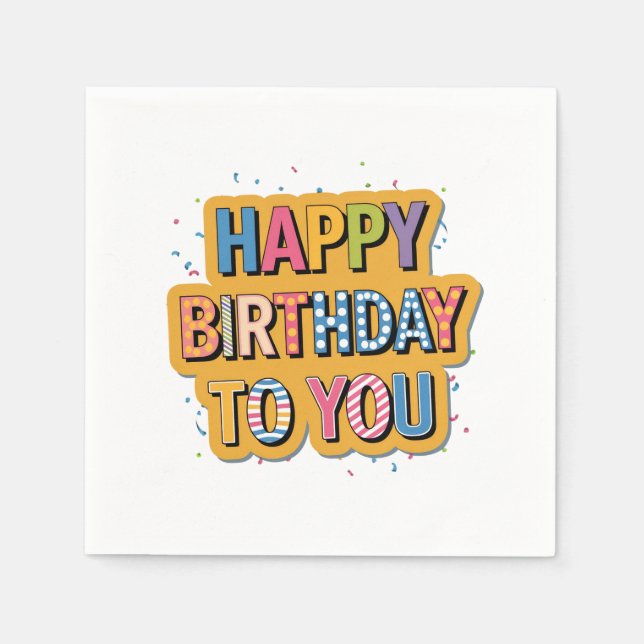 Patterned Happy Birthday Napkin (Front)