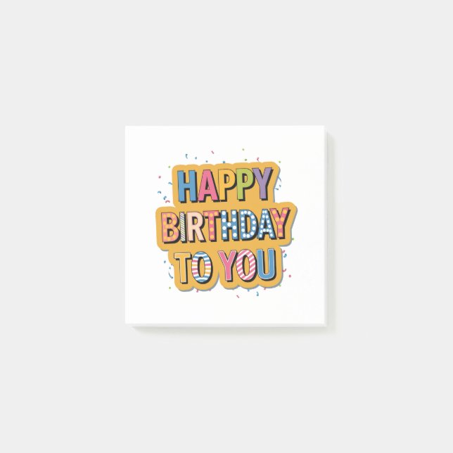 Patterned Happy Birthday Post-it Notes (Front)