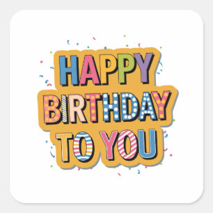 Patterned Happy Birthday Square Sticker