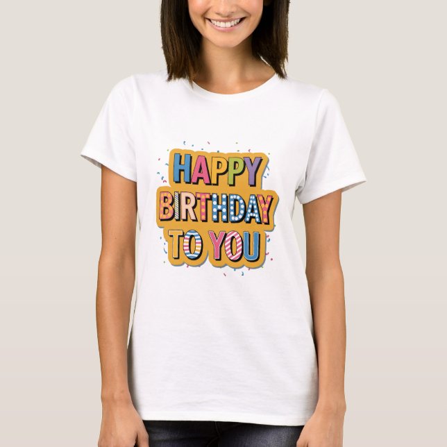 Patterned Happy Birthday T-Shirt (Front)