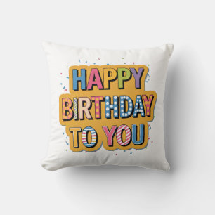 Patterned Happy Birthday Throw Pillow