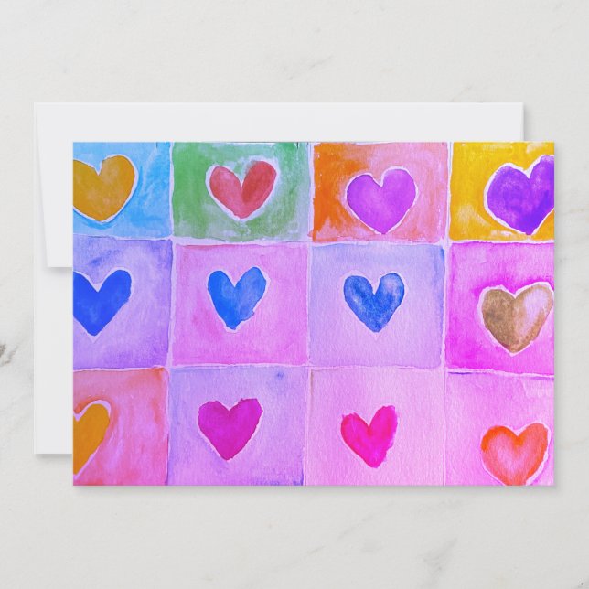 Patterned Hearts Valentine Notecard Invitation  (Front)