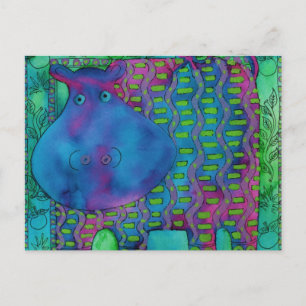 Patterned Hippo Postcard