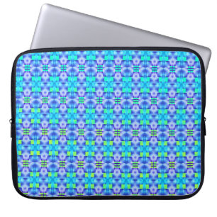 Patterned in bold blue and light green shapes laptop sleeve