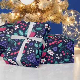 Patterned Jolly Holly Holiday Floral Gift Wrap