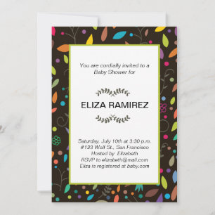 patterned leaves baby shower invitation