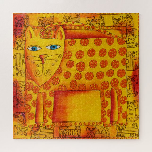 Patterned Leopard Cat Watercolour Illustration Jigsaw Puzzle (Horizontal)