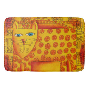 Patterned Leopard Watercolour Illustration Bath Mat