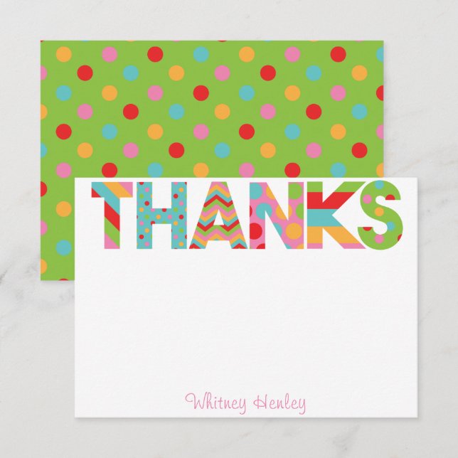 Patterned Letters THANKS Personalized Note Cards (Front/Back)