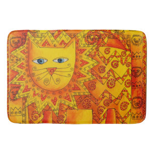 Patterned Lion Watercolour Illustration Bath Mat