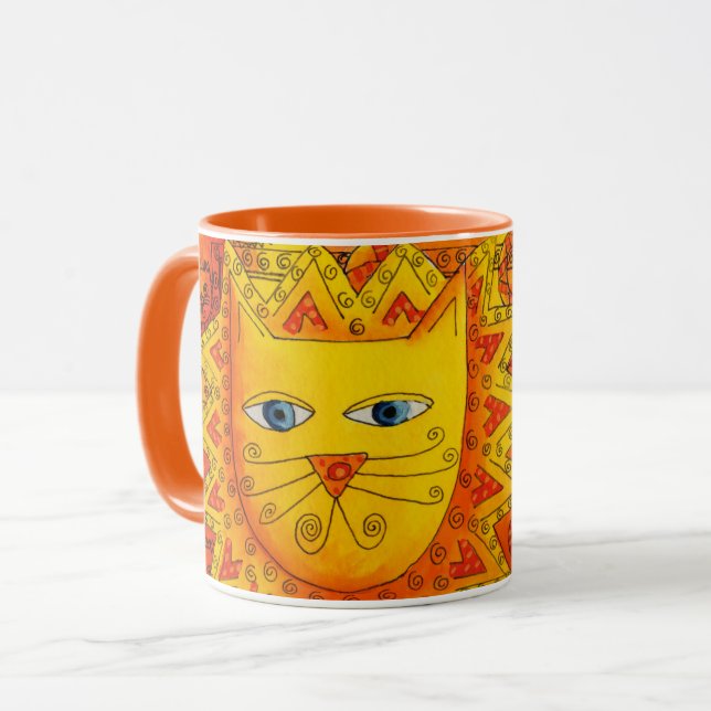 Patterned Lion Watercolour Illustration Mug (Front Left)