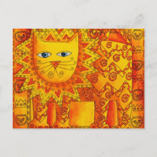 Patterned Lion Watercolour Illustration Postcard