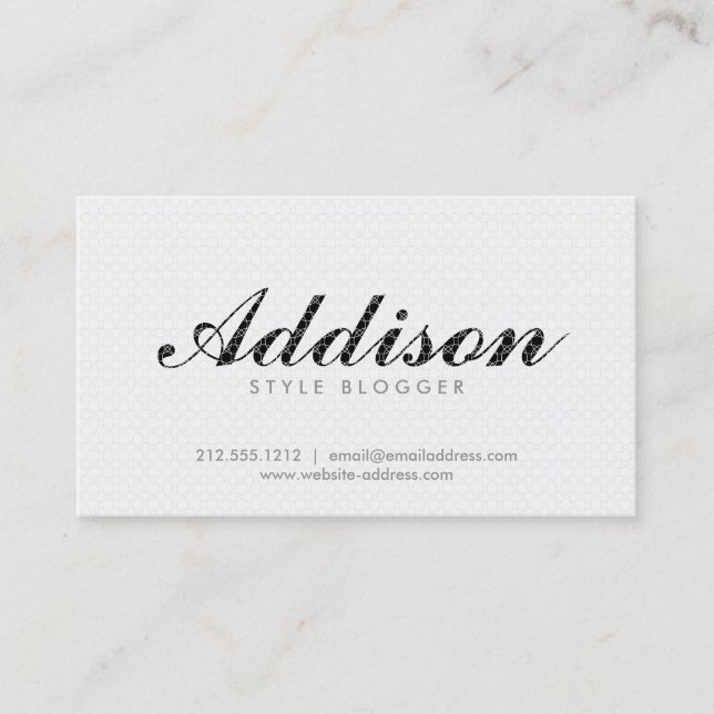 Patterned Name in Black & White Business Card (Front)