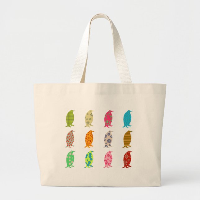 Patterned Penguins Large Tote Bag (Front)