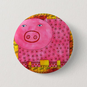 Patterned Pig 2 Inch Round Button