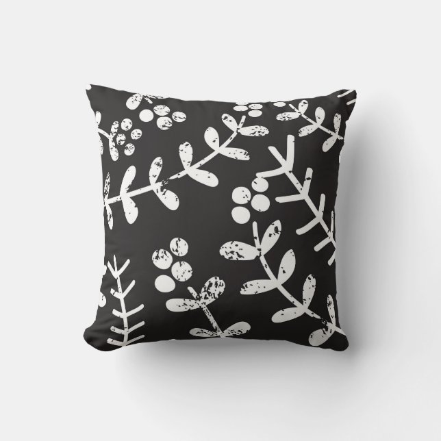 patterned plant throw pillow (Front)