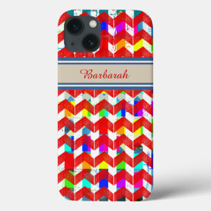 patterned red-chevron personalized iPhone 13 case