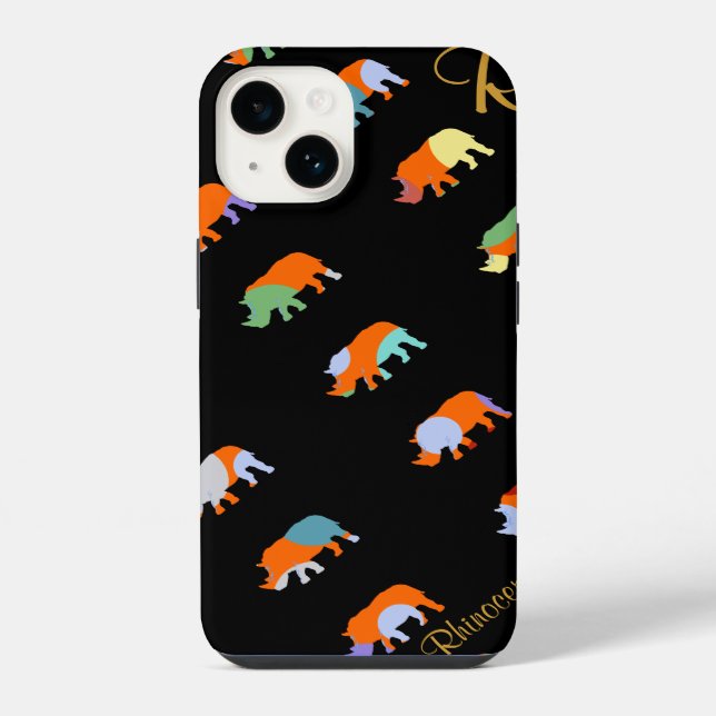 patterned rhino cute iPhone case (Back)