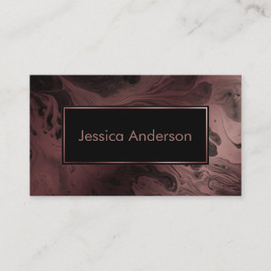 Patterned Rose Gold and Black Marbled Texture Business Card