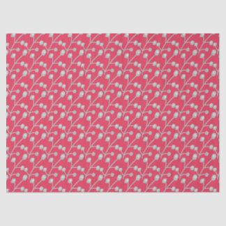 Patterned Silver-Grey Foliage on Bright Pink Red Tissue Paper