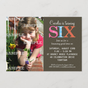 Patterned Six Birthday Party Invitation