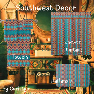 Patterned Teal, Rust, Brown