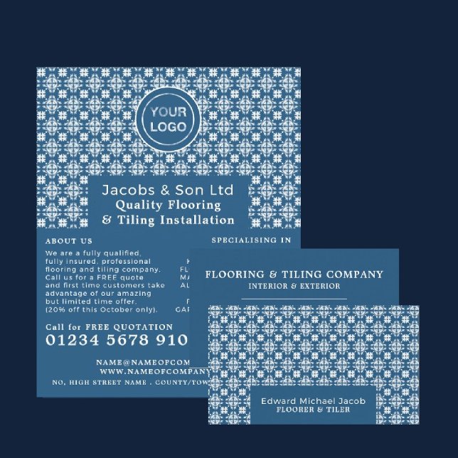 Patterned Tiles, Floorer, Tile Installer Business Card (Creator Uploaded)