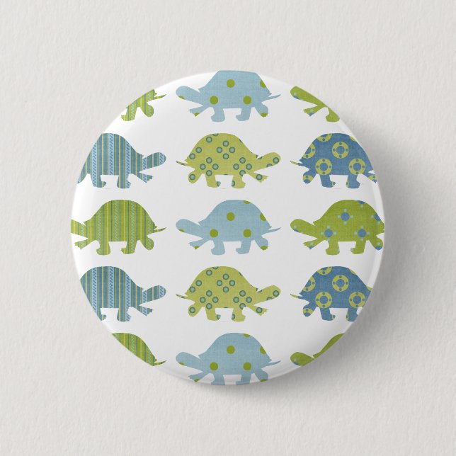 Patterned Turtle Silhouetts 2 Inch Round Button (Front)