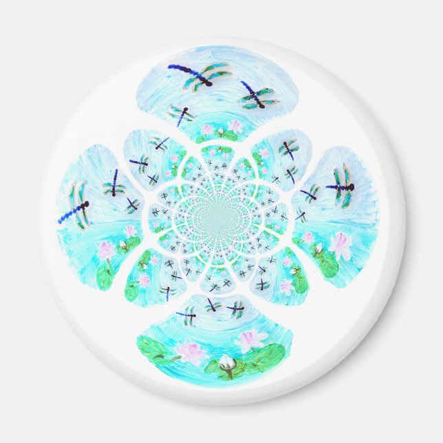 Patterned Waterlily Dragonfly Magnet (Front)