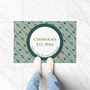 Patterned With Turquoise And Light Green Doormat