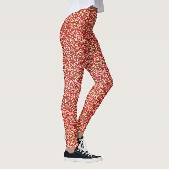 Patterned yellow and red yoga leggings