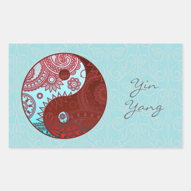 Patterned Yin Yang Red and Blue Sticker (Front)