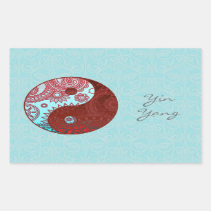 Patterned Yin Yang Red and Blue Sticker