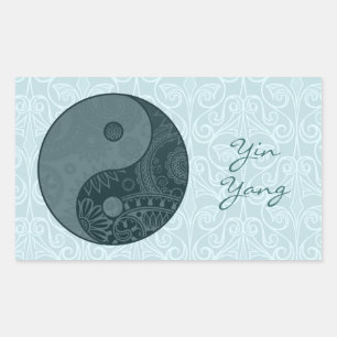 Patterned Yin Yang Slate Blue Sticker