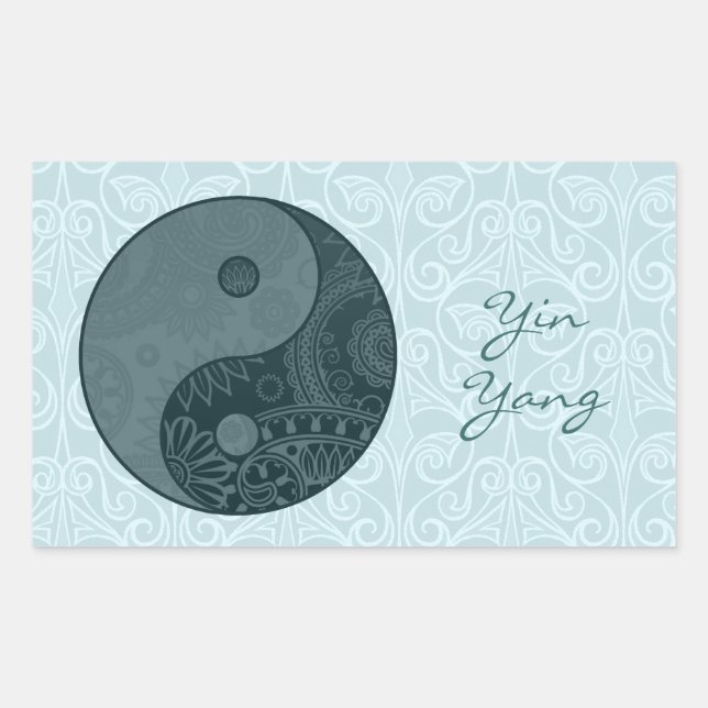 Patterned Yin Yang Slate Blue Sticker (Front)