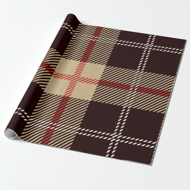 Patternl Stylish Scottish Geometric Vintage Wrapping Paper (Unrolled)