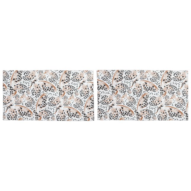 Patterns Black, Rusty Brown White/Solid Reverse Pillowcase (Back-Set)