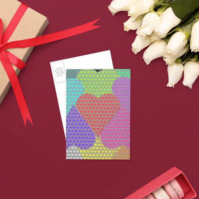 Patterns of Hearts in Multicolored Postcard (Patterns of Hearts in Multicolored Postcard)