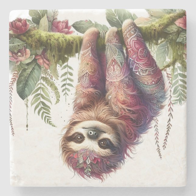 Patterns of Nature - Jungle Sloth Stone Coaster (Front)