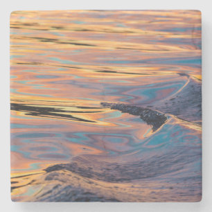 Patterns of Reflected Sunset in Boat Wake Stone Coaster