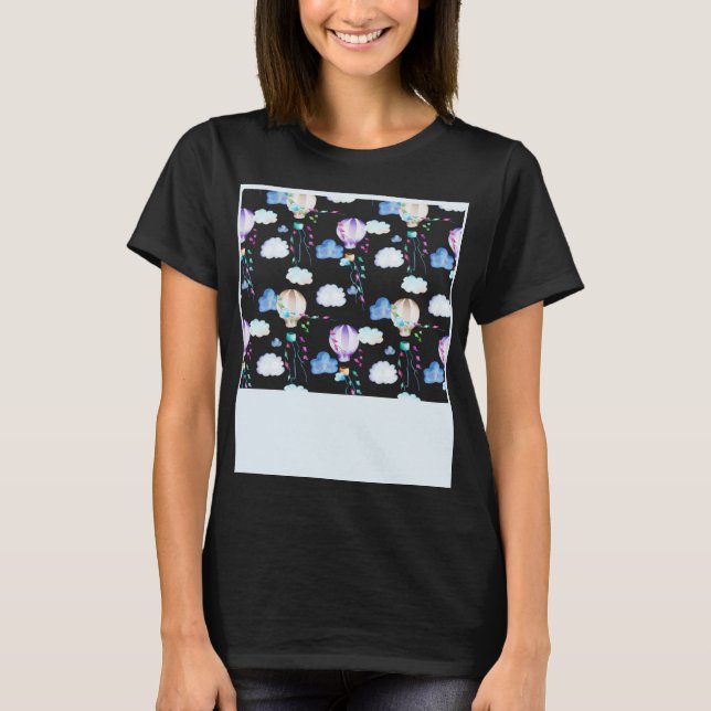 Patterns Transportation Hot Air Ballons T-Shirt (Front)