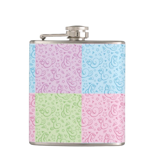 patterns with snakes hip flask (Front)
