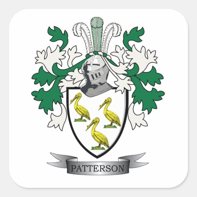 Patterson Family Crest Coat of Arms Square Sticker (Front)