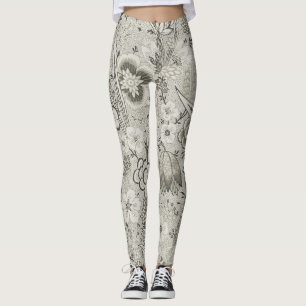 Pattes florales vintages Leggings d'art en gris