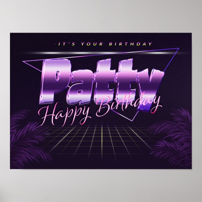 Patty Name First Name purple retro Poster Birthday (Front)